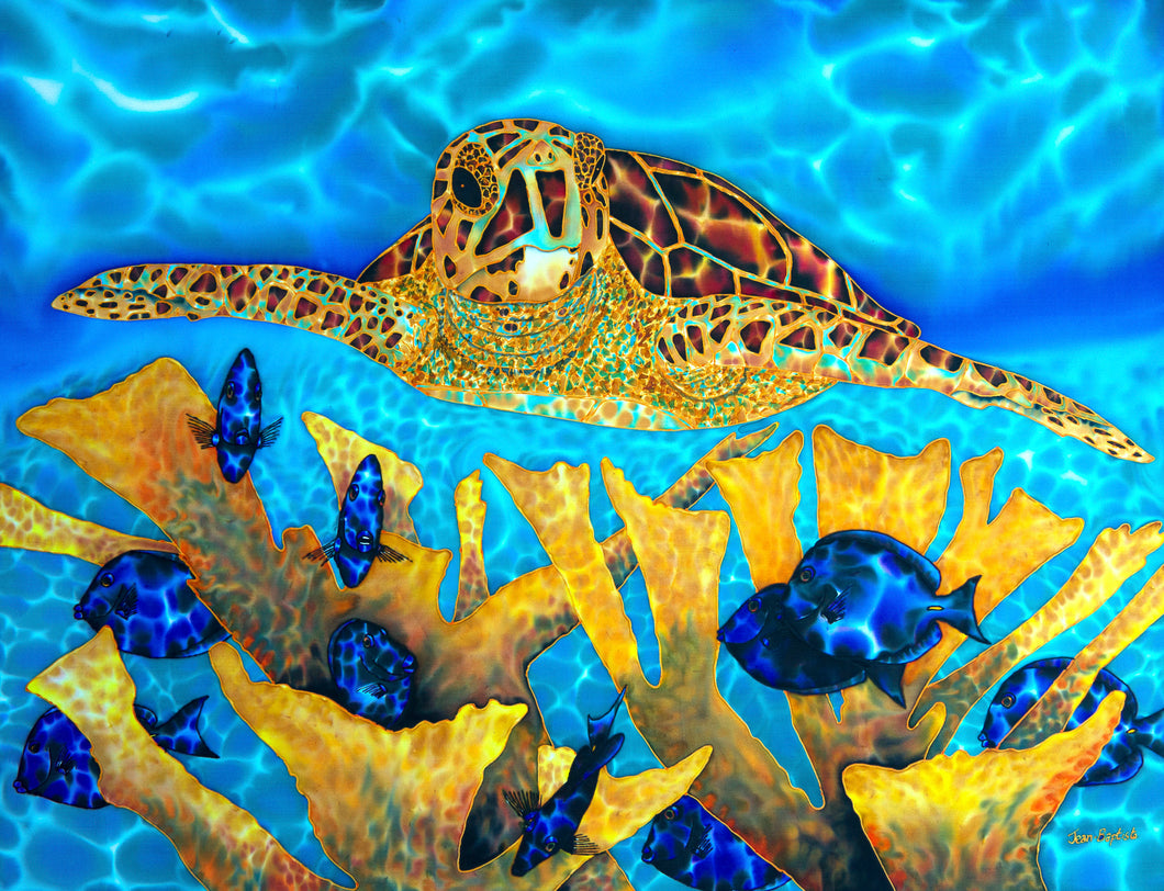Painting - Hawksbill Turtle & Blue Tangs - 30