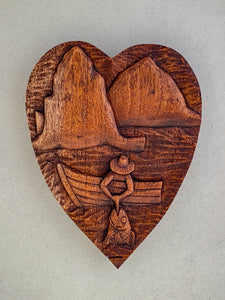 Wood Carving - Heart shaped Piton/Boat/Fish