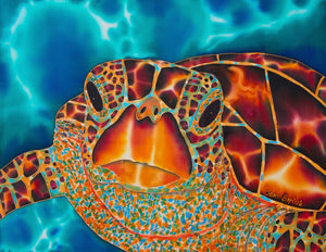 Painting - Amitie Marigot Bay Sea Turtle - 16" x20"