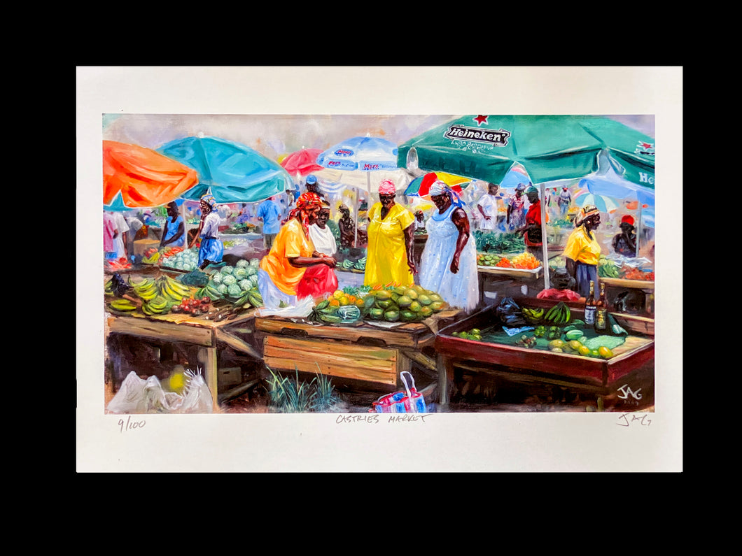 Painting - 13” x 19” - Castries Market
